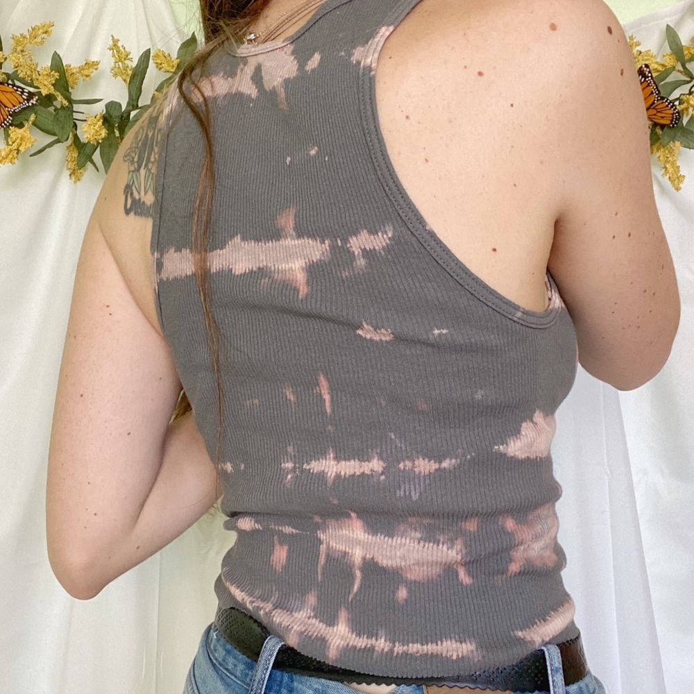 SOLD Hand Bleach Dyed Cut Off Ribbed Tank Top - Picture 8 of 14